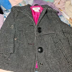 Circo Black White Polka Dot Hot Pink Lined Jacket Coat 12 months